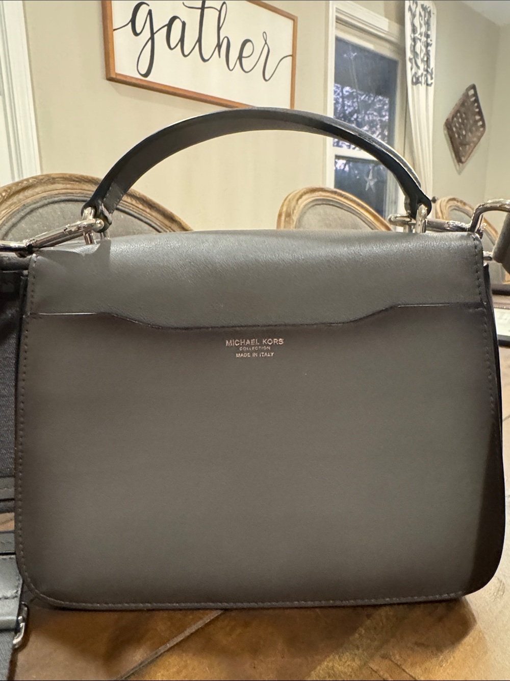 Michael Kors Gray purse with silver Hardware - Picture 3 of 5